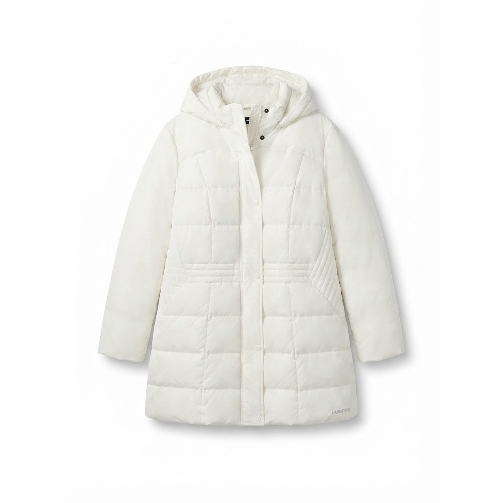 Lands End Womens 3X Plus Down Coat New White Winter Warm Puffer Zip Curvy